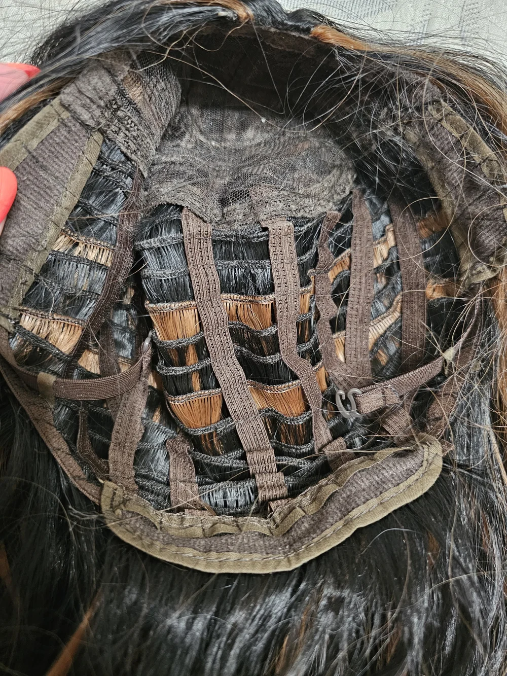 Black Wig with Brown Highlights - Women Hair